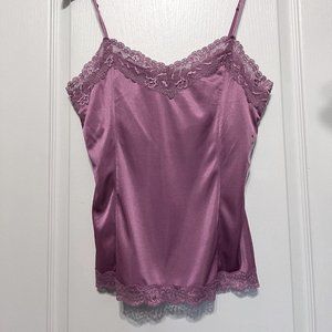 Worthington-Camisole-NWT-Tank Top-Lace Trim-Adjustable Straps-Size M-Pink Rose